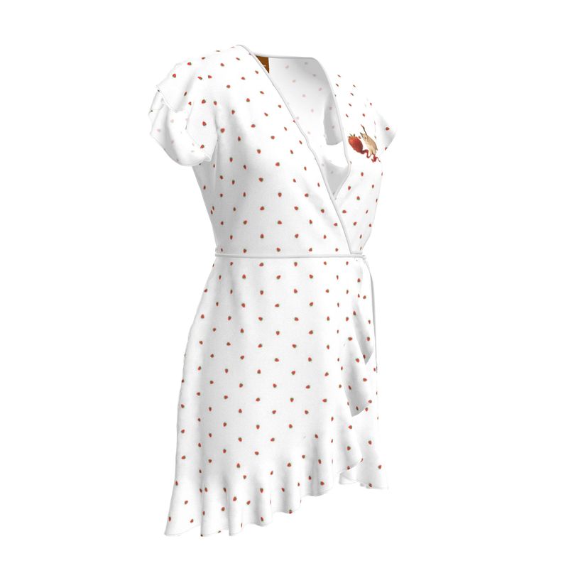 Strawberry Cat Flared wrap dress