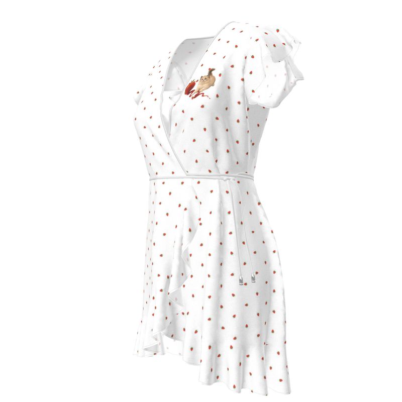 Strawberry Cat Flared wrap dress
