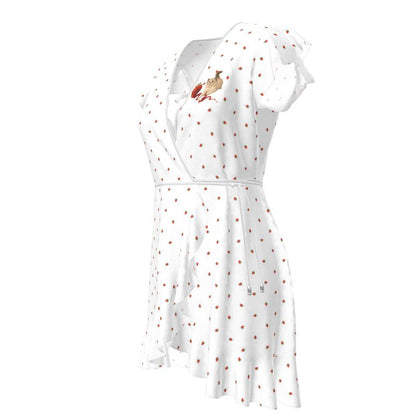 Strawberry Cat Flared wrap dress