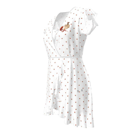 Strawberry Cat Flared wrap dress