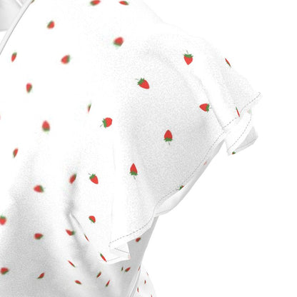 Strawberry Cat Flared wrap dress