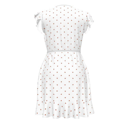 Strawberry Cat Flared wrap dress